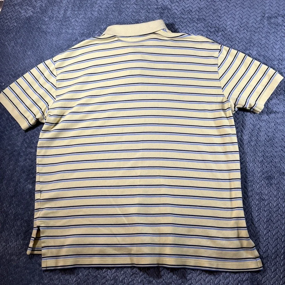 Polo Ralph Lauren Polo Shirt Men's Size L Yellow Striped Cotton Classic‎ Preppy